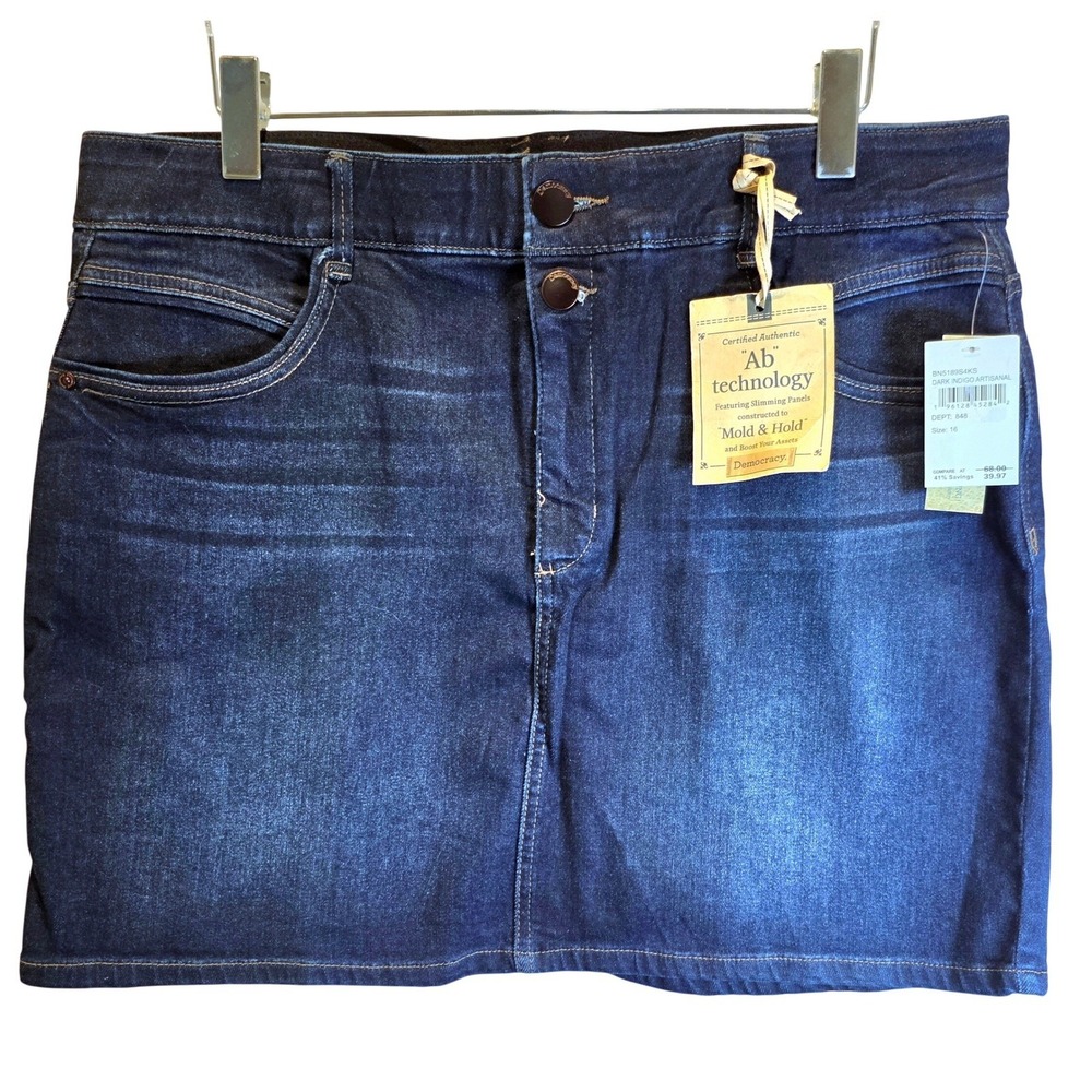 Democracy Ab Technology Blue Jeans Mini Skirt Dark Wash Womens Sz 16 XL